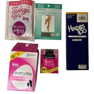 13 Pairs NEW Open Box Knee Highs Pantyhose Hanes L'eggs ONE SIZE Fits 8 1/2-11